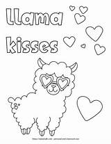Llama Valentine Ridiculously Kisses sketch template