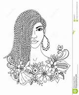 Coloring Pages African American Woman Portrait Afro Vector Illustration Famous Mulatto Zentangl Drawing Thundermans Portraits Braids Negro Doodle Floral Frame sketch template