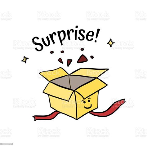 surprise   box happy hand drawn vector illustration isolated stock
