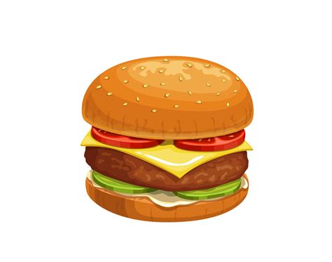 cheeseburger de desenho animado de fast food hamburguer isolado