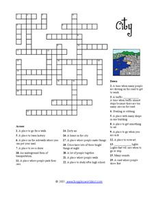 city crossword puzzle  worksheet    grade lesson planet