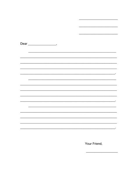 printable friendly letter template