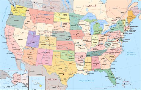 mapa político dos estados unidos