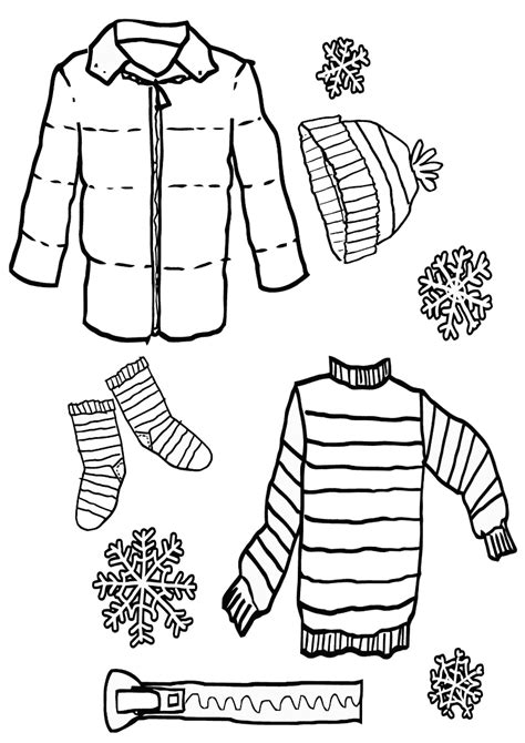 winter clothes coloring pages    print