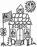 Coloring School Pages Schoolhouse Kids sketch template