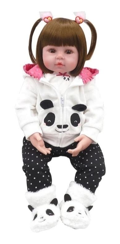 boneca bebê reborn menina panda linda pronta entrega mercado livre