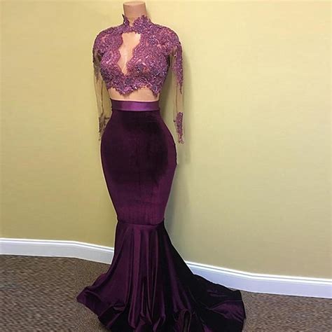 2019 sexy 2 two piece prom dress velvet burgundy dark red prom dresses