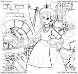 Coloring Chores Doing Cinderella Clipart Pages Outline Royalty Illustration Bannykh Alex Kids Rf Getcolorings Getdrawings Color sketch template