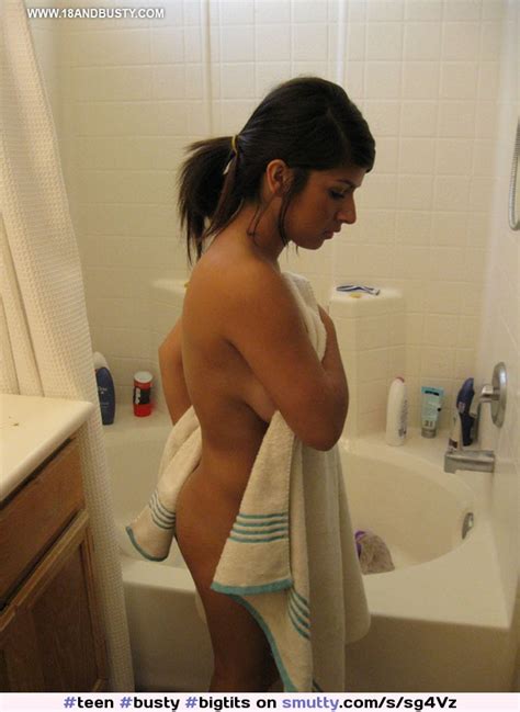 Teen Busty Bigtits Towel Bathroom Brunette Cidella