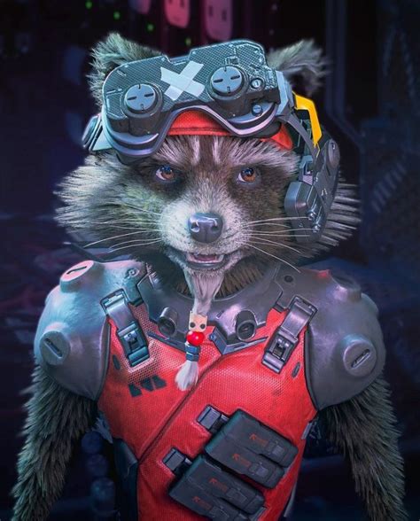 a raccoon dressed up as a soldier with headphones and goggles on