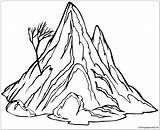 Mountain Coloring Stone Lonely Tree Pages Color sketch template