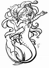 Chibi Mermaid Coloring sketch template