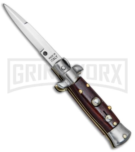 italian mini stiletto gonzo wood automatic knife bayonet satin grindworx
