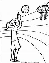 Basketball Coloring Pages Girl Playing Girls Getcolorings Basket sketch template