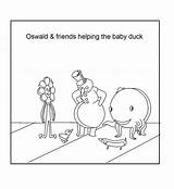 Oswald Coloring Baby Friends Helping Duck Friend Printable Octopus Daisy Pdf Open Print  sketch template