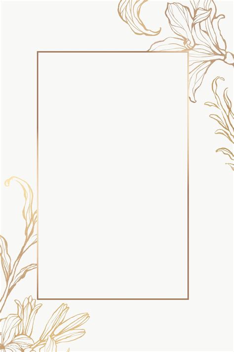 rectangle gold frame  floral outline premium image  rawpixel