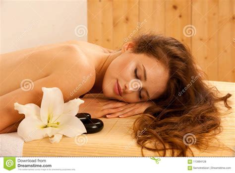 Body Care Spa Body Massage Treatment Woman Having Massage In T Stock