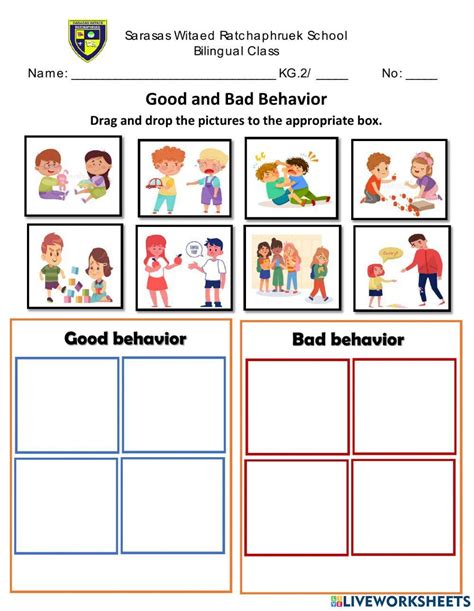 good behavior  bad behavior worksheet  worksheets