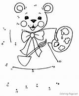 Dots Connect Bear Coloring Teddy Painting Print Pdf sketch template