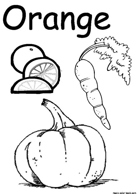 orange pumpkin carrot coloring pages   food fruit color