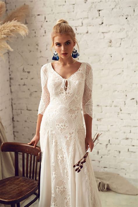Carla Bohemian Lace Dress White Lace Wedding Dress