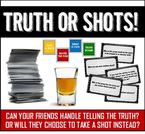 truth  shots fun drinking game printable cards