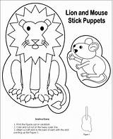 Lion Mouse Activities Puppet Stick Coloring Kindergarten Worksheets Preschool Library Puppets Printable Worksheet Fables Craft Board Printables Crafts Aesop Color sketch template
