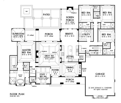 home plan  harrison  donald  gardner architects house plans  story bedroom house