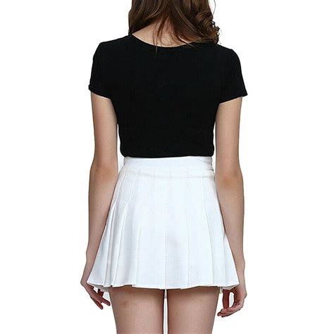 womens high waisted pleated zip tennis style skater mini skirt ebay
