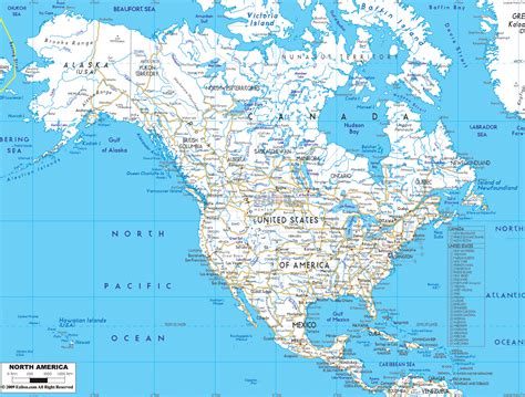 large detailed road map  north america  cities  airports vidianicom maps