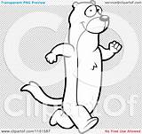 Weasel Upright Running Clipart Cartoon Outlined Coloring Vector Thoman Cory Clip Clipartof sketch template