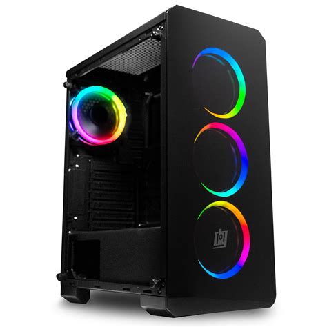 deco gear mid tower pc gaming computer case  sided tempered glass