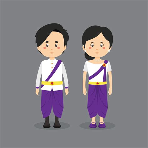 cambodia characters wearing traditional dress  vector art