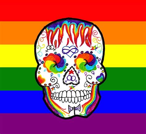 lesbian pride sugar skull by scorpionskissx on deviantart
