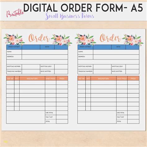 personalized invoices  carbon copy custom order form template