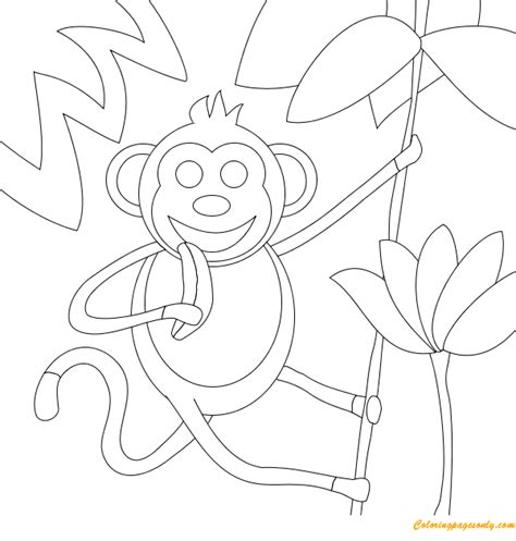 monkey eating  banana coloring page  printable coloring pages