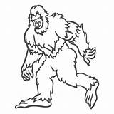 Bigfoot Sasquatch Duotone Gehen Knurren Growling Mythical Pie Vexels Caminando Contorno Speichern sketch template