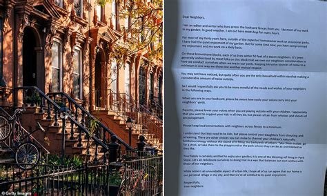 neighbor sends family letter complaining  noisy children daily
