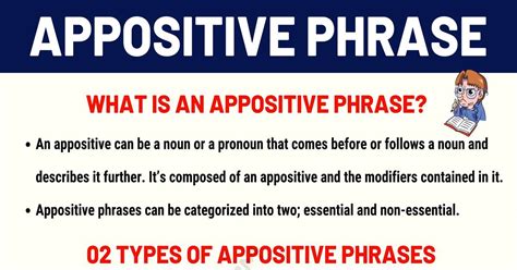 appositive phrase definition types  examples  appositive phrases