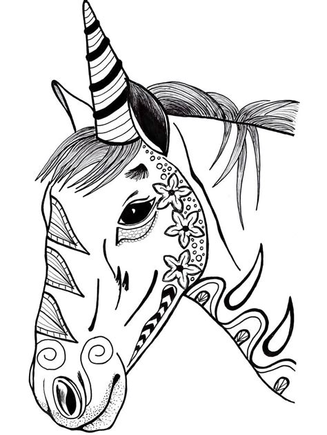 awesome unicorn head coloring page  printable coloring pages  kids