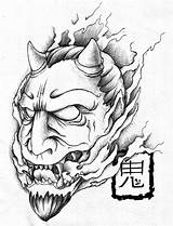 Japanese Demon Oni Mask Drawing Getdrawings sketch template