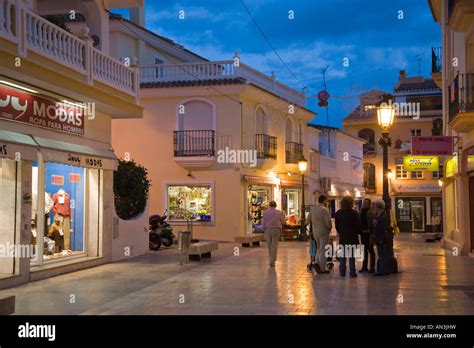 arroyo de la miel malaga province costa del sol spain dusk street shot