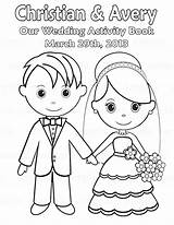 Coloring Wedding Pages Kids Bride Groom Colouring Printable Couple Personalized Activity Book Books Cartoon Favor Pdf Template Etsy Color Drawing sketch template