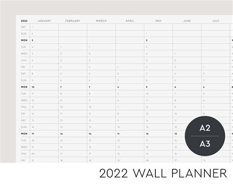 year  view  planner   printable wall planner etsy