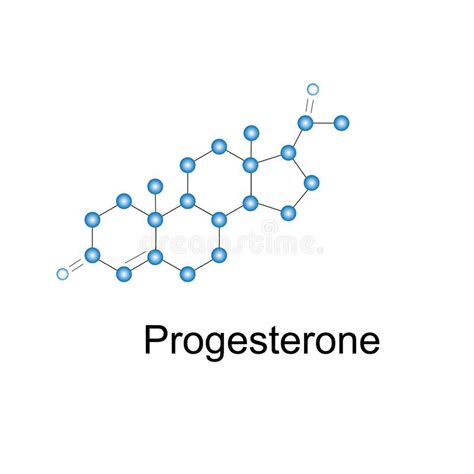 Progesterone Chemical Structural Formula And Model Of Molecule
