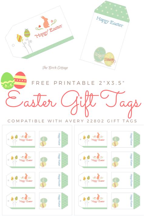 printable easter gift tags  birch cottage