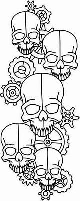 Coloring Skull Pages Embroidery Skulls Clockwork Urban Threads Urbanthreads Steampunk Patterns Leather Designs Paper Pattern Cross Tooling Carving Stitch Book sketch template