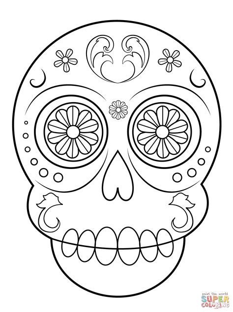 simple sugar skull coloring page  printable coloring pages