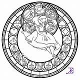 Coloring Stained Glass Disney Pages Mandala Alice Wonderland Window Adult Printable Coloriage Beauty Beast Deviantart Line Coloring4free Amethyst Akili Book sketch template