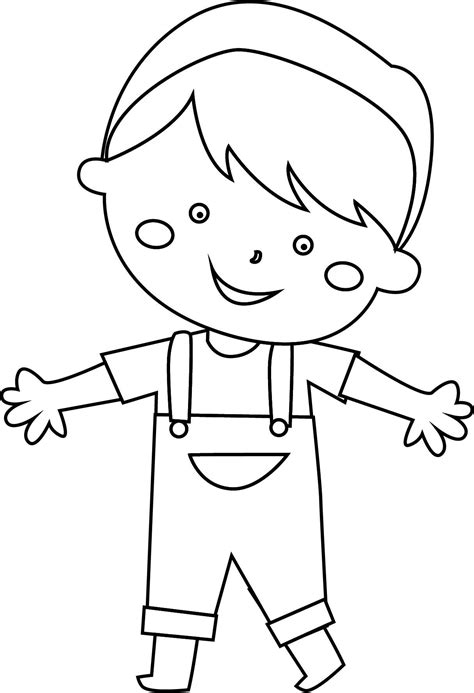 coloring page boy drawing